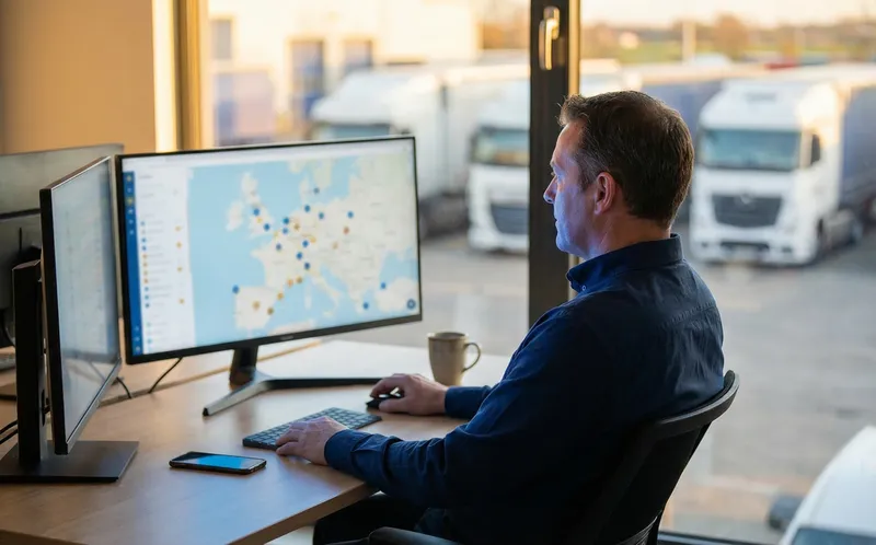 Gestionnaire de flotte de transport devant son écran — plateforme Magellan